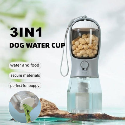 3-in-1 Dog Water Bottle with Bowl & Bag Dispenser