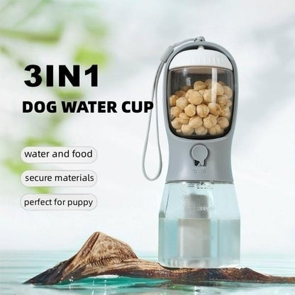 3-in-1 Dog Water Bottle with Bowl & Bag Dispenser
